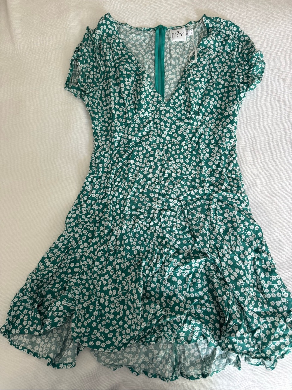 Green Floral Wrap-Style Mini Dress